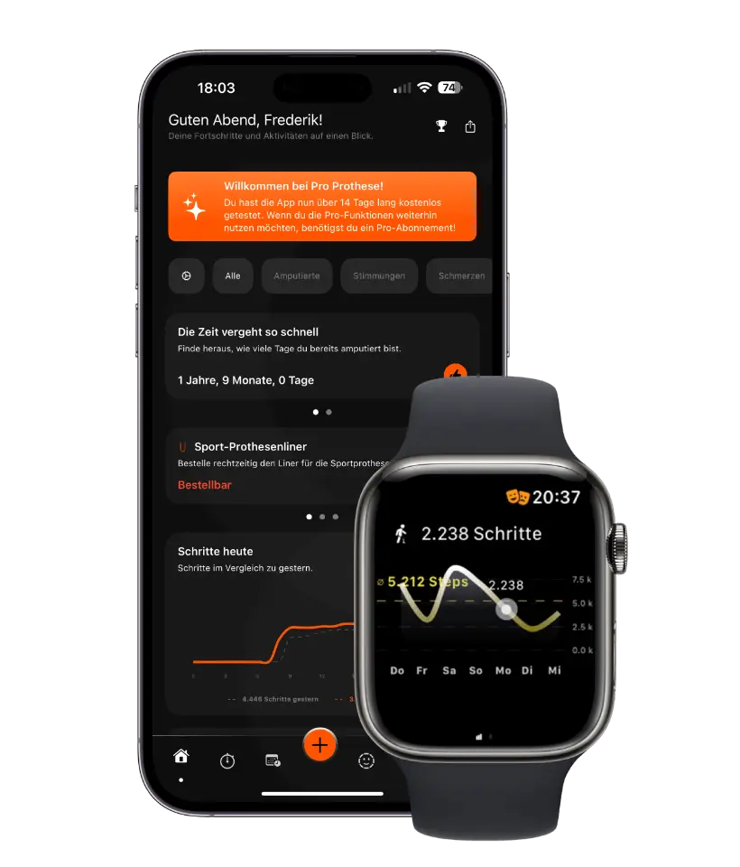iPhone und Apple Watch mit Pro Prothesen App